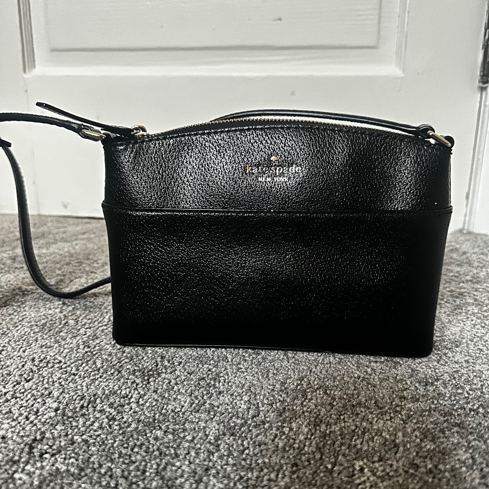 Kate Spade Black Leather Zippered Crossbody